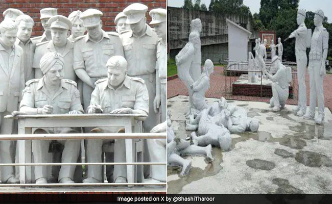"Historic Statue Commemorating 1971 Pakistan Army Surrender Vandalized in Bangladesh"
